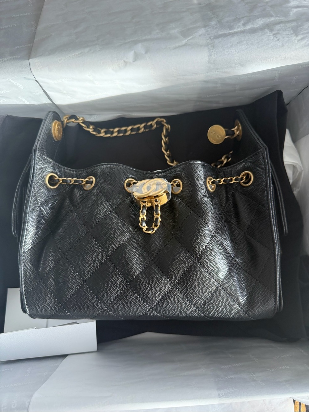 Chanel 25 mini black caviar